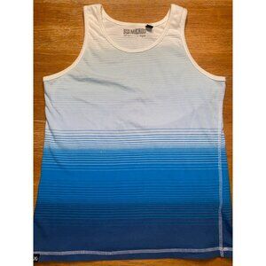Micros Mens Blue Gradient Stripe Tank Top Sleeveless Ombre Design Size Large